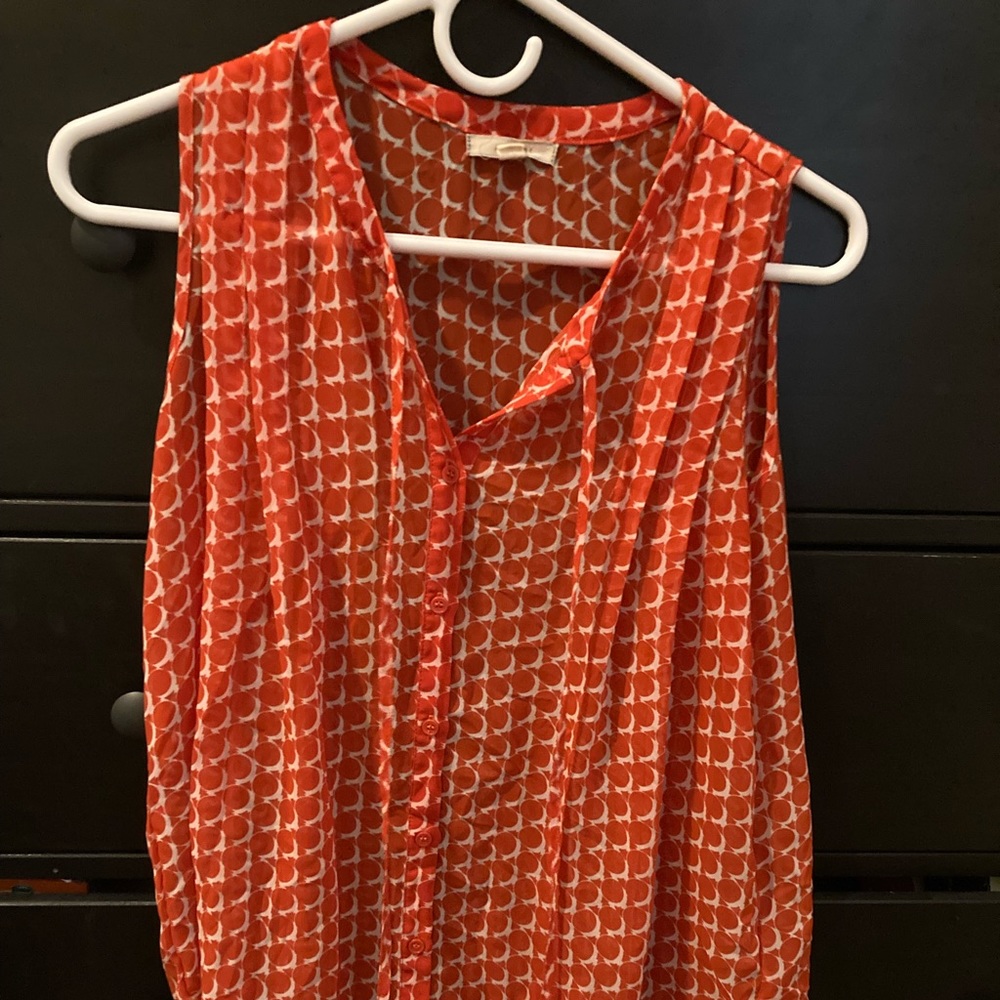 Geometric print, orange loose fitting top